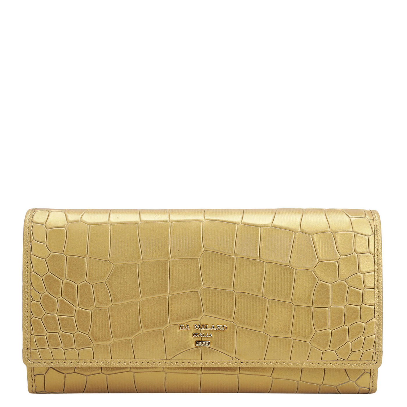 Croco Leather Ladies Wallet - Gold