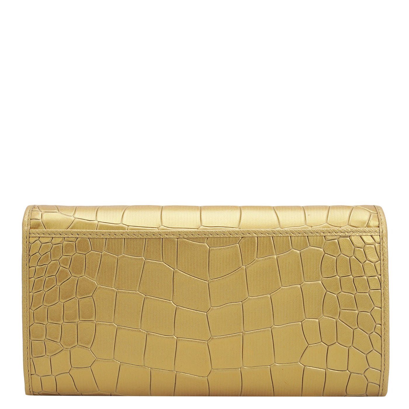 Croco Leather Ladies Wallet - Gold