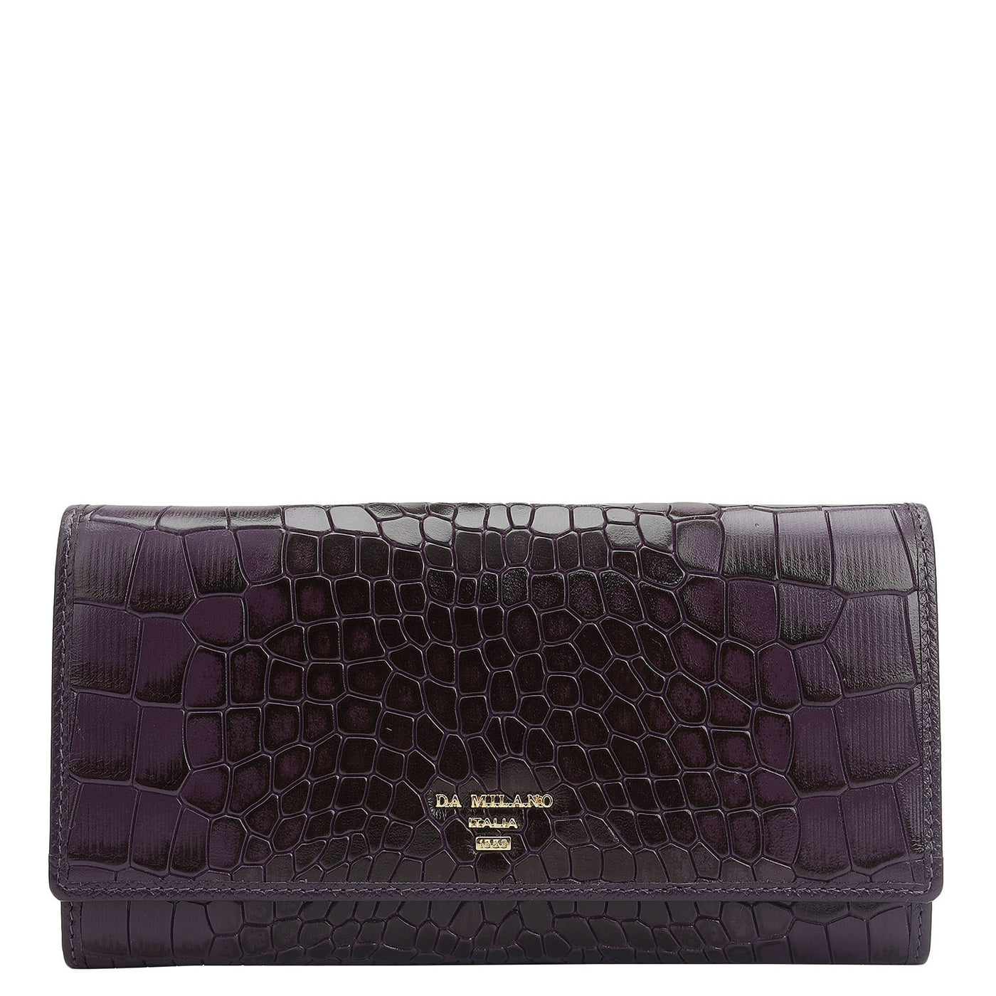 Croco Leather Ladies Wallet - Grapevine