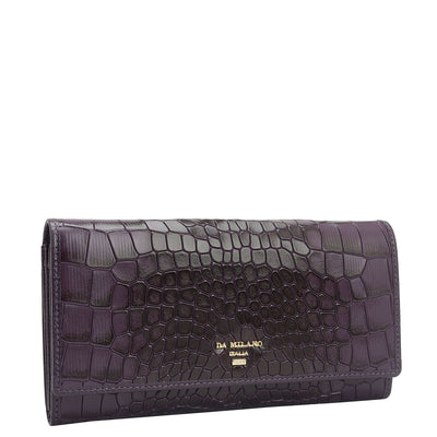 Croco Leather Ladies Wallet - Grapevine