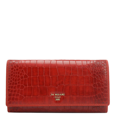 Croco Leather Ladies Wallet - Red