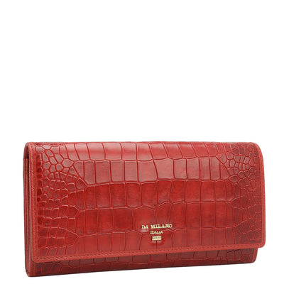 Croco Leather Ladies Wallet - Red