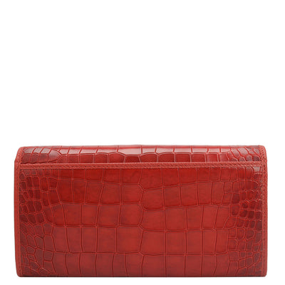 Croco Leather Ladies Wallet - Red