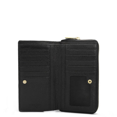 Wax Leather Ladies Wallet - Black