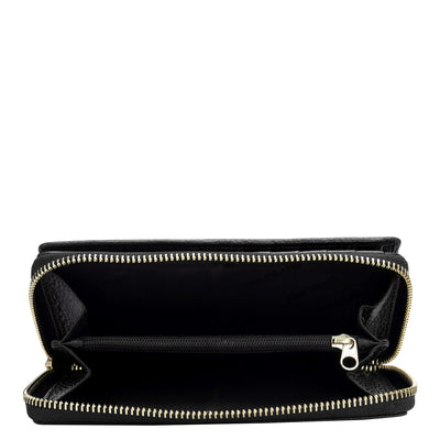 Wax Leather Ladies Wallet - Black