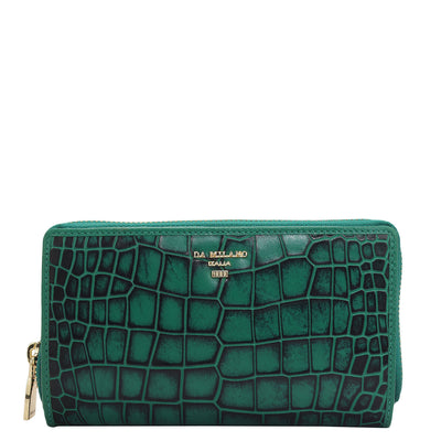 Croco Leather Ladies Wallet - Green