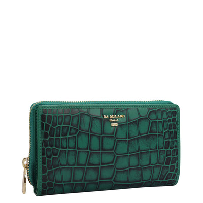 Croco Leather Ladies Wallet - Green