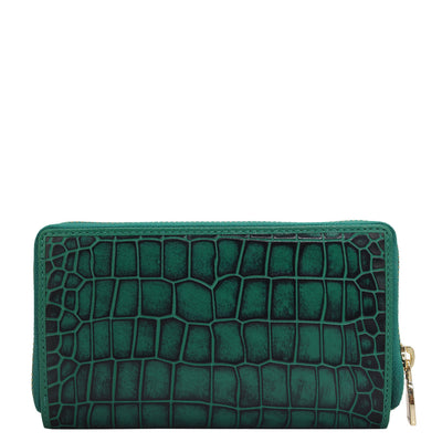 Croco Leather Ladies Wallet - Green