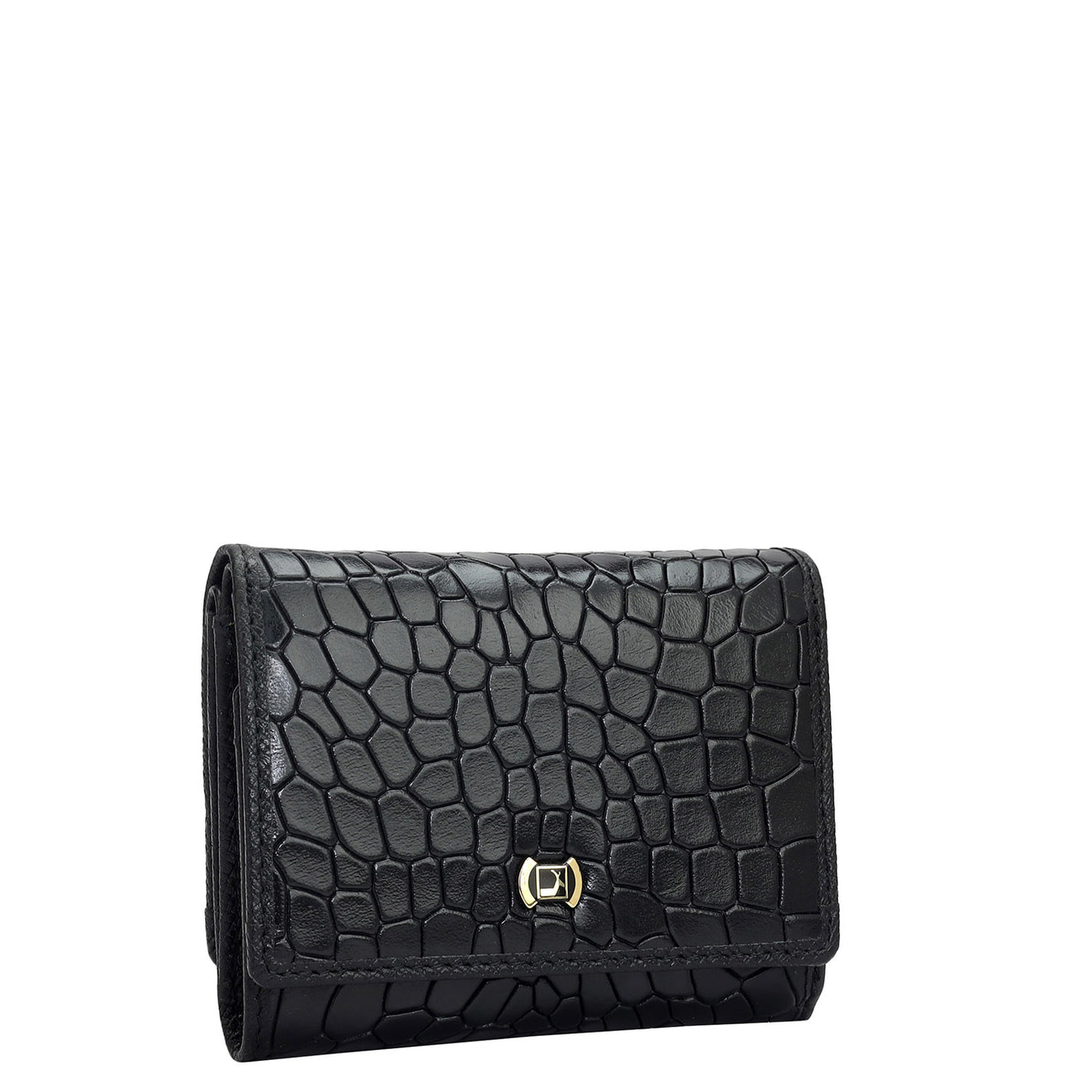 Croco Leather Ladies Wallet - Black