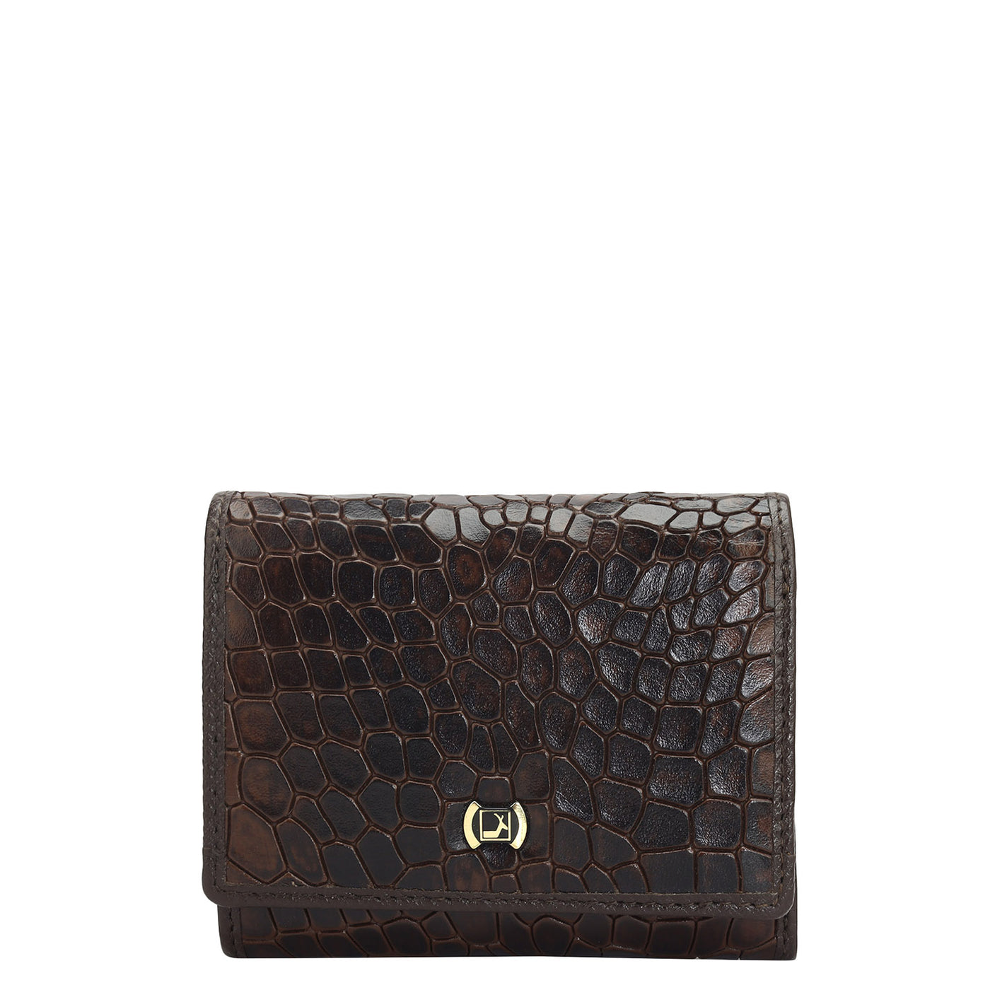 Croco Leather Ladies Wallet - Brown