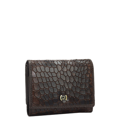 Croco Leather Ladies Wallet - Brown