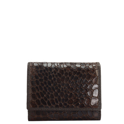 Croco Leather Ladies Wallet - Brown