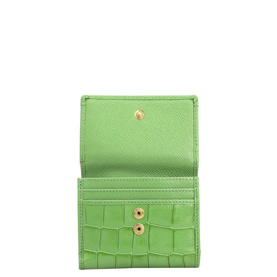 Croco Leather Ladies Wallet - Kiwi