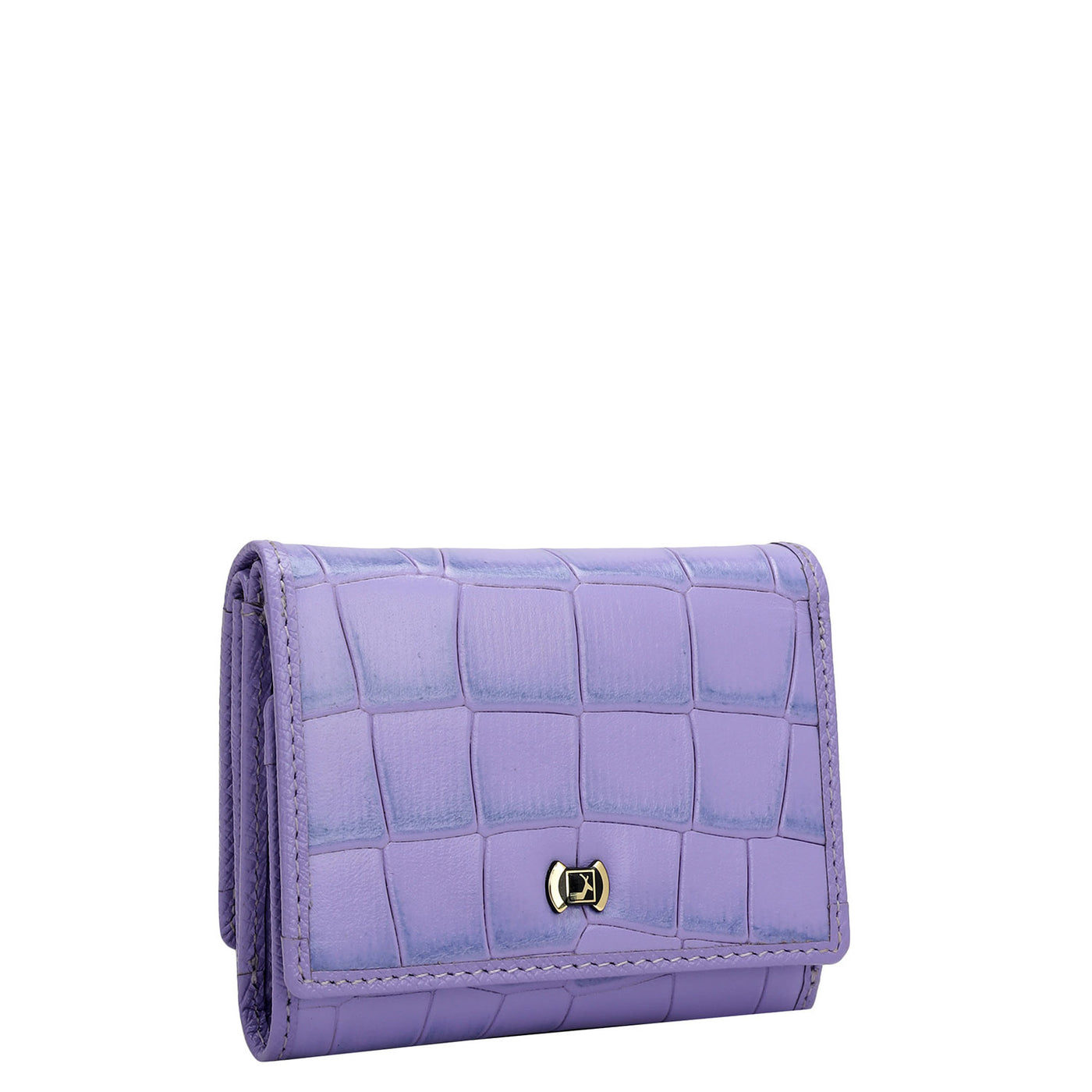 Croco Leather Ladies Wallet - Purple