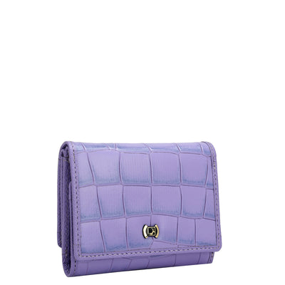 Croco Leather Ladies Wallet - Purple