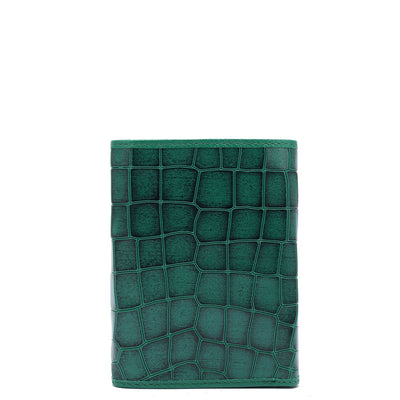 Croco Leather Ladies Wallet - Sea Weed