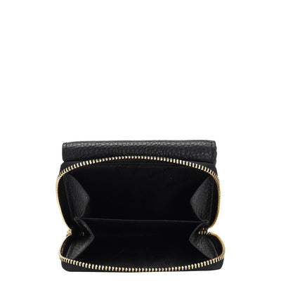 Wax Leather Ladies Wallet - Black