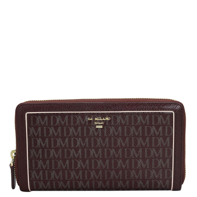 Monogram Leather Ladies Wallet - Wine