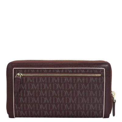 Monogram Leather Ladies Wallet - Wine