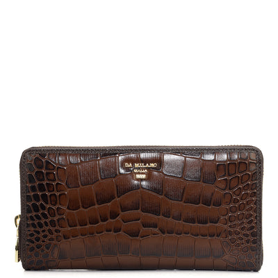 Croco Leather Ladies Wallet - Brown