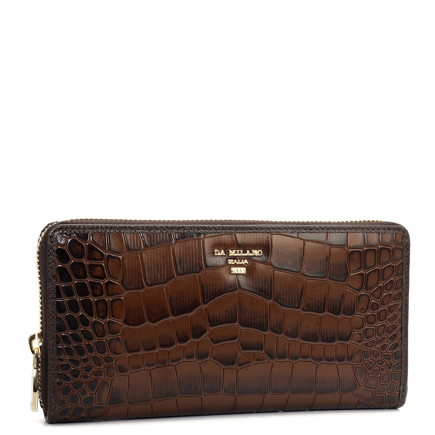 Croco Leather Ladies Wallet - Brown