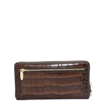 Croco Leather Ladies Wallet - Brown