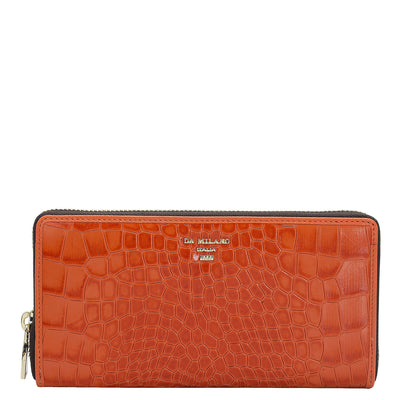 Croco Leather Ladies Wallet - Pumpkin