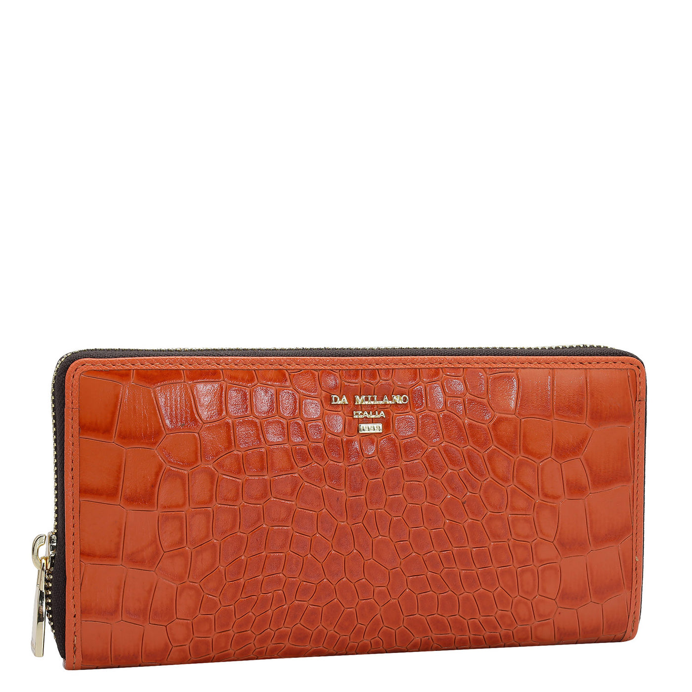 Croco Leather Ladies Wallet - Pumpkin