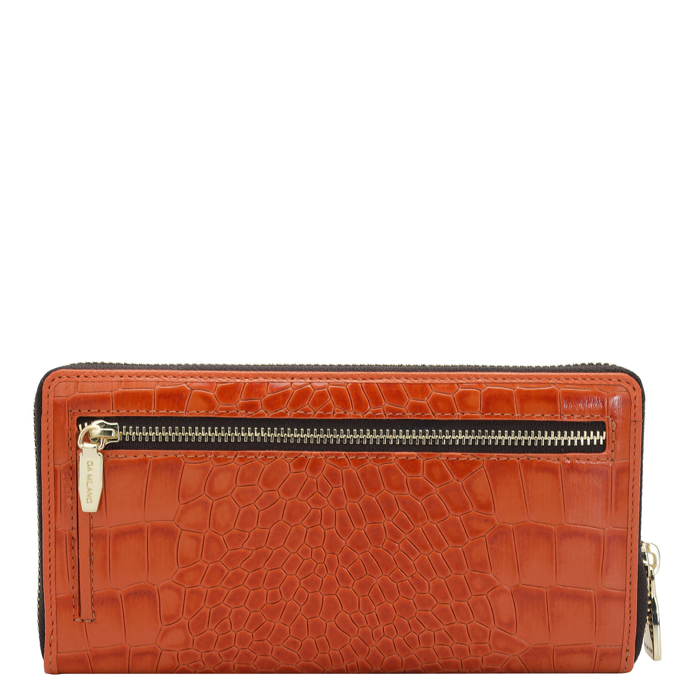 Croco Leather Ladies Wallet - Pumpkin