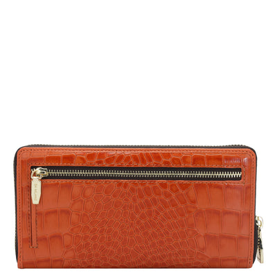 Croco Leather Ladies Wallet - Pumpkin