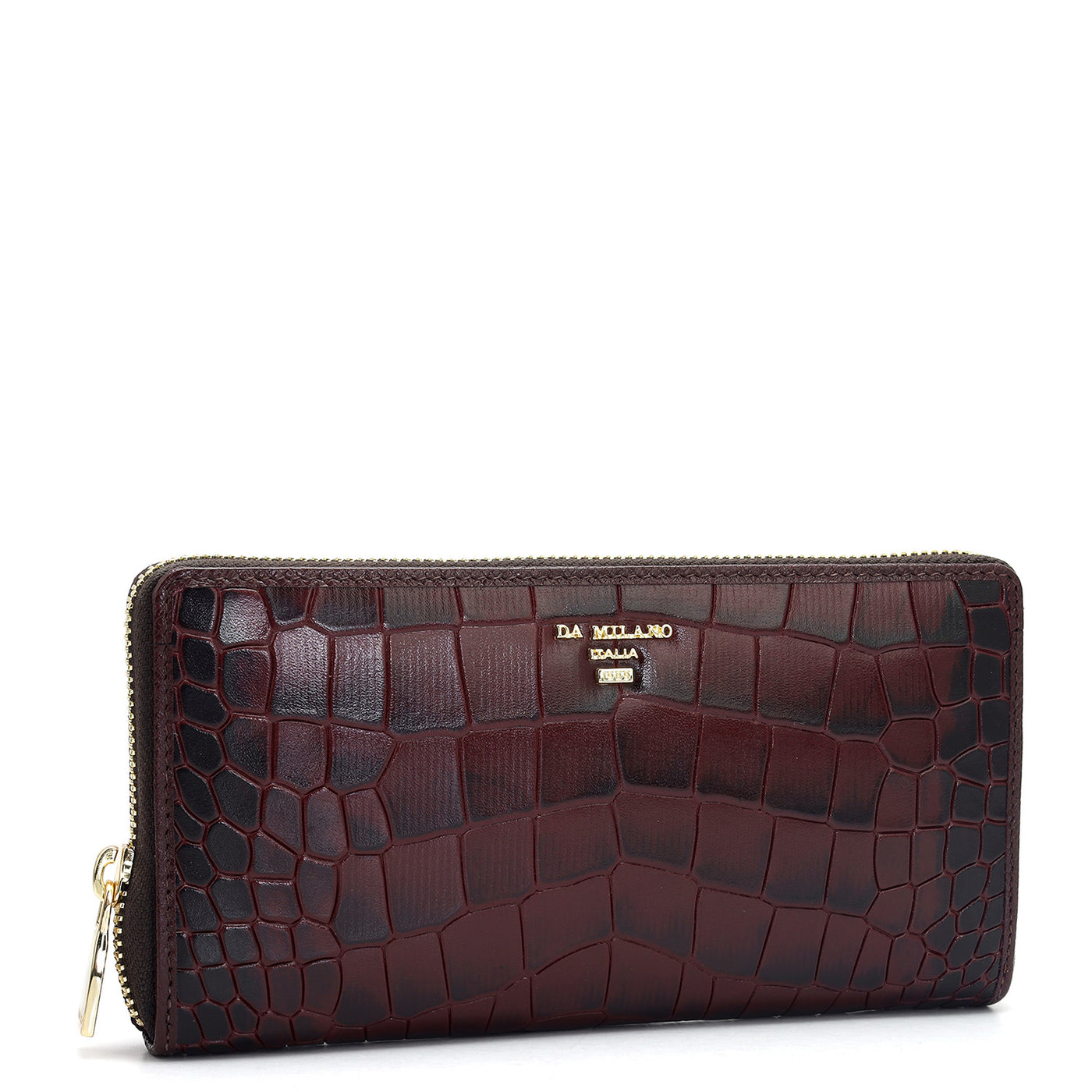 Croco Leather Ladies Wallet - Wine