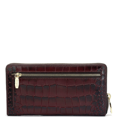 Croco Leather Ladies Wallet - Wine