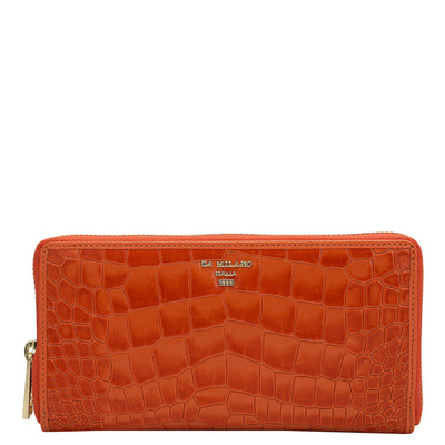 Croco Leather Ladies Wallet - Pumpkin