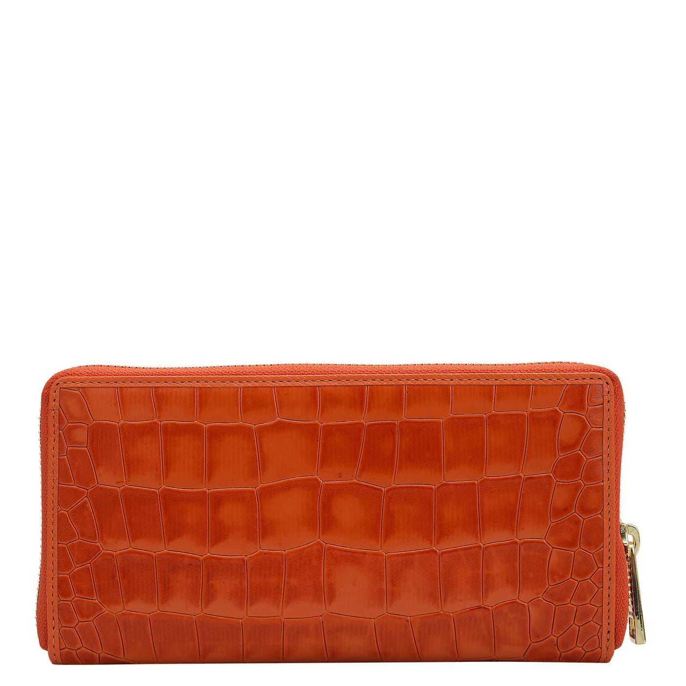 Croco Leather Ladies Wallet - Pumpkin