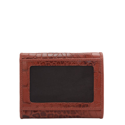 Croco Leather Ladies Wallet - Brick