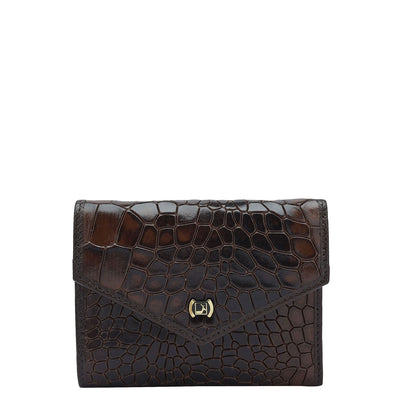 Croco Leather Ladies Wallet - Brown