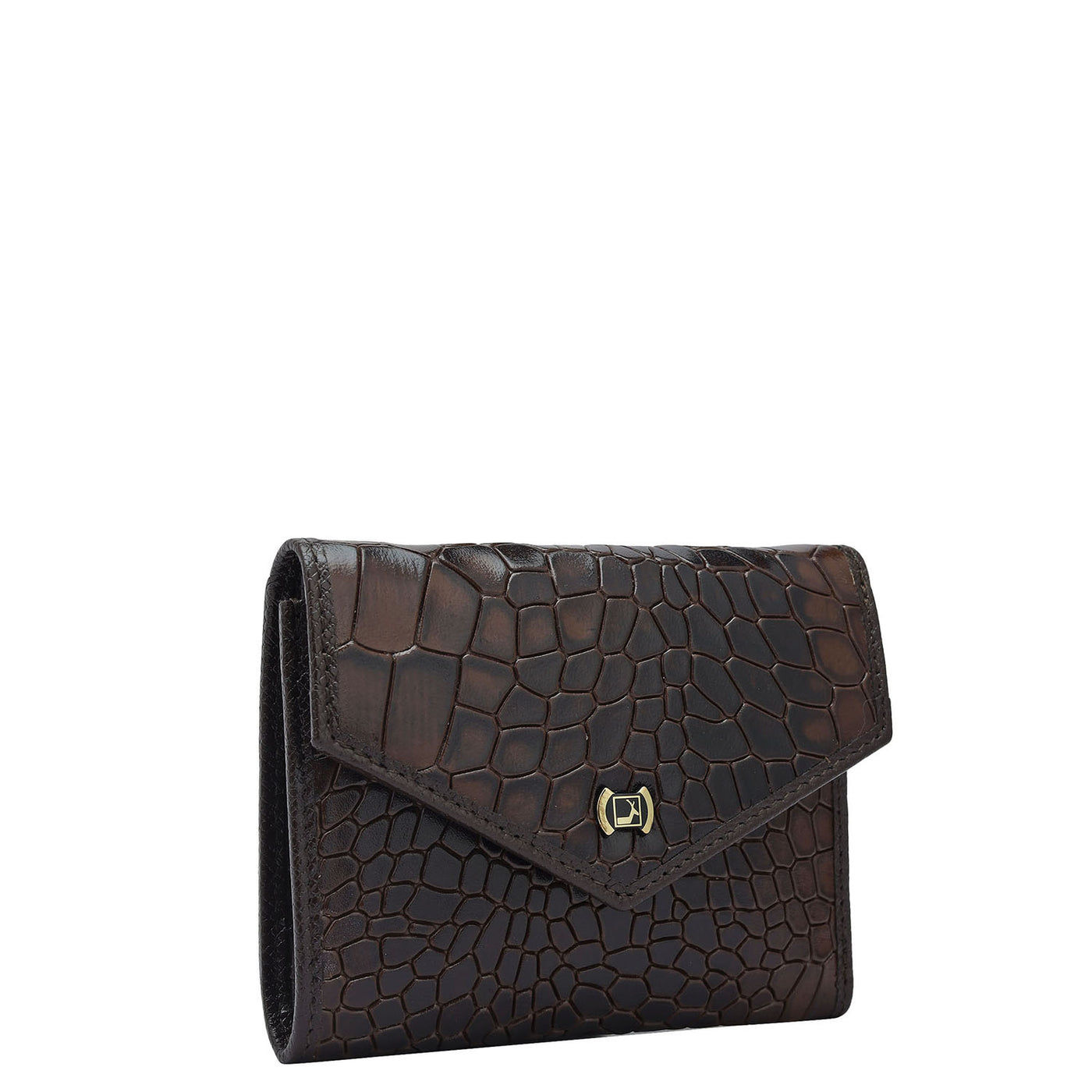 Croco Leather Ladies Wallet - Brown