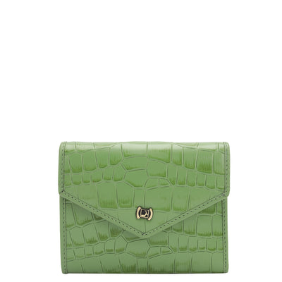 Croco Leather Ladies Wallet - Kiwi