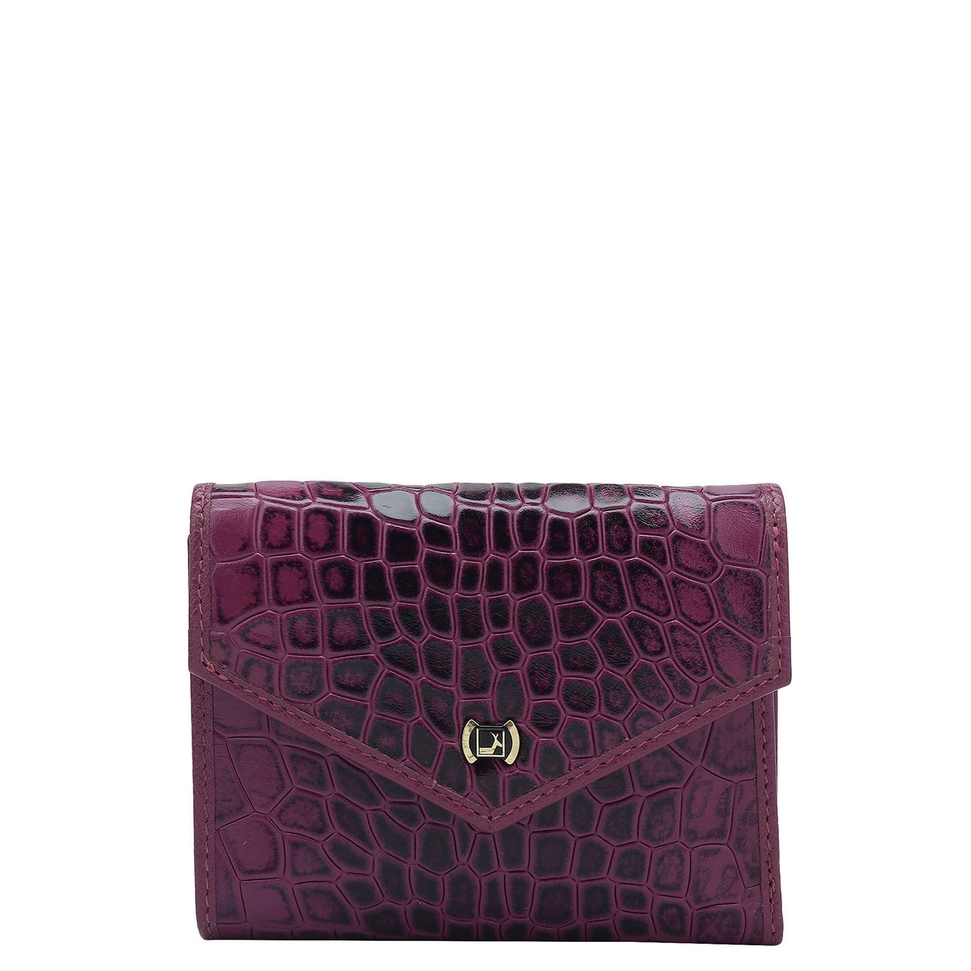 Croco Leather Ladies Wallet - Orchid