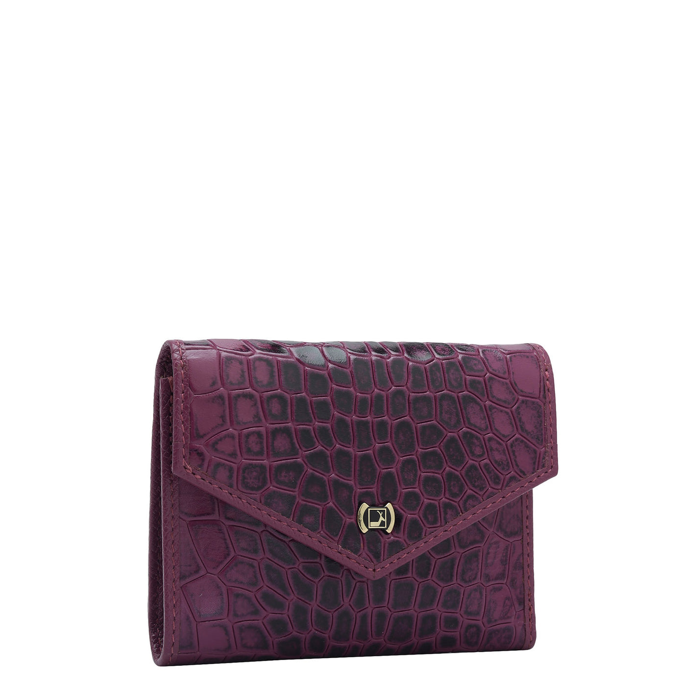 Croco Leather Ladies Wallet - Orchid