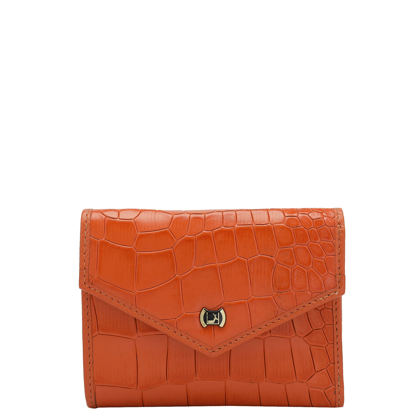 Croco Leather Ladies Wallet - Pumpkin