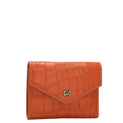 Croco Leather Ladies Wallet - Pumpkin