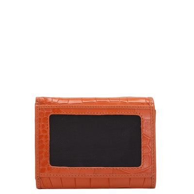 Croco Leather Ladies Wallet - Pumpkin