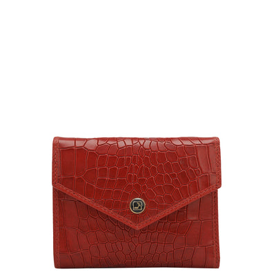 Croco Leather Ladies Wallet - Red