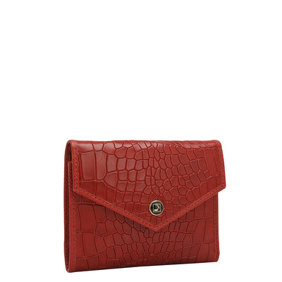 Croco Leather Ladies Wallet - Red