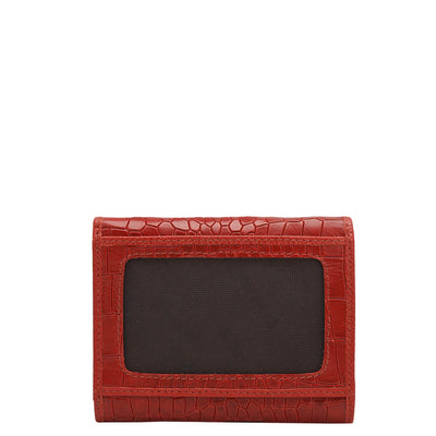 Croco Leather Ladies Wallet - Red