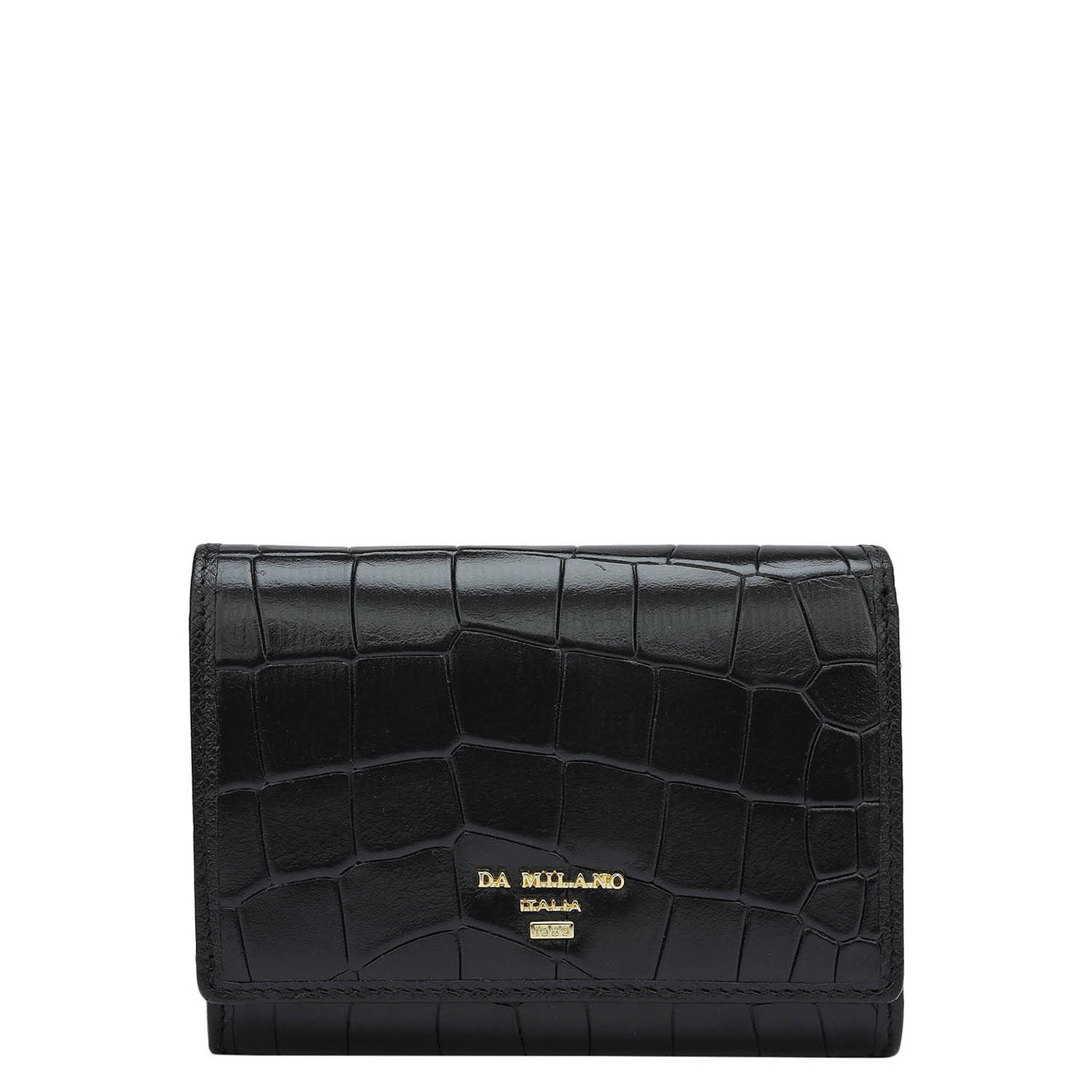 Croco Leather Ladies Wallet - Black