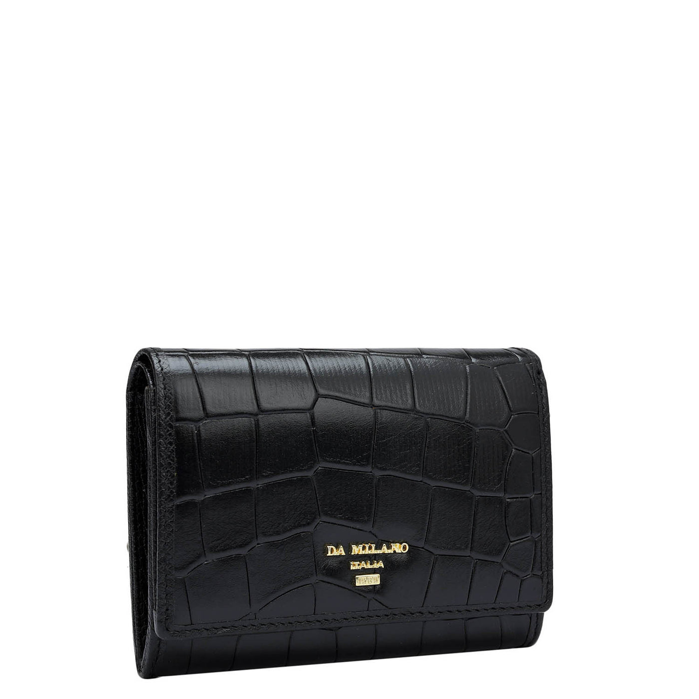 Croco Leather Ladies Wallet - Black