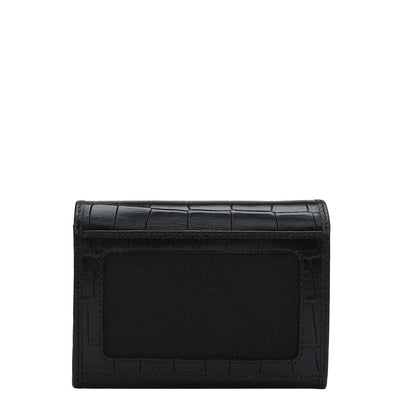 Croco Leather Ladies Wallet - Black