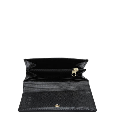 Croco Leather Ladies Wallet - Black